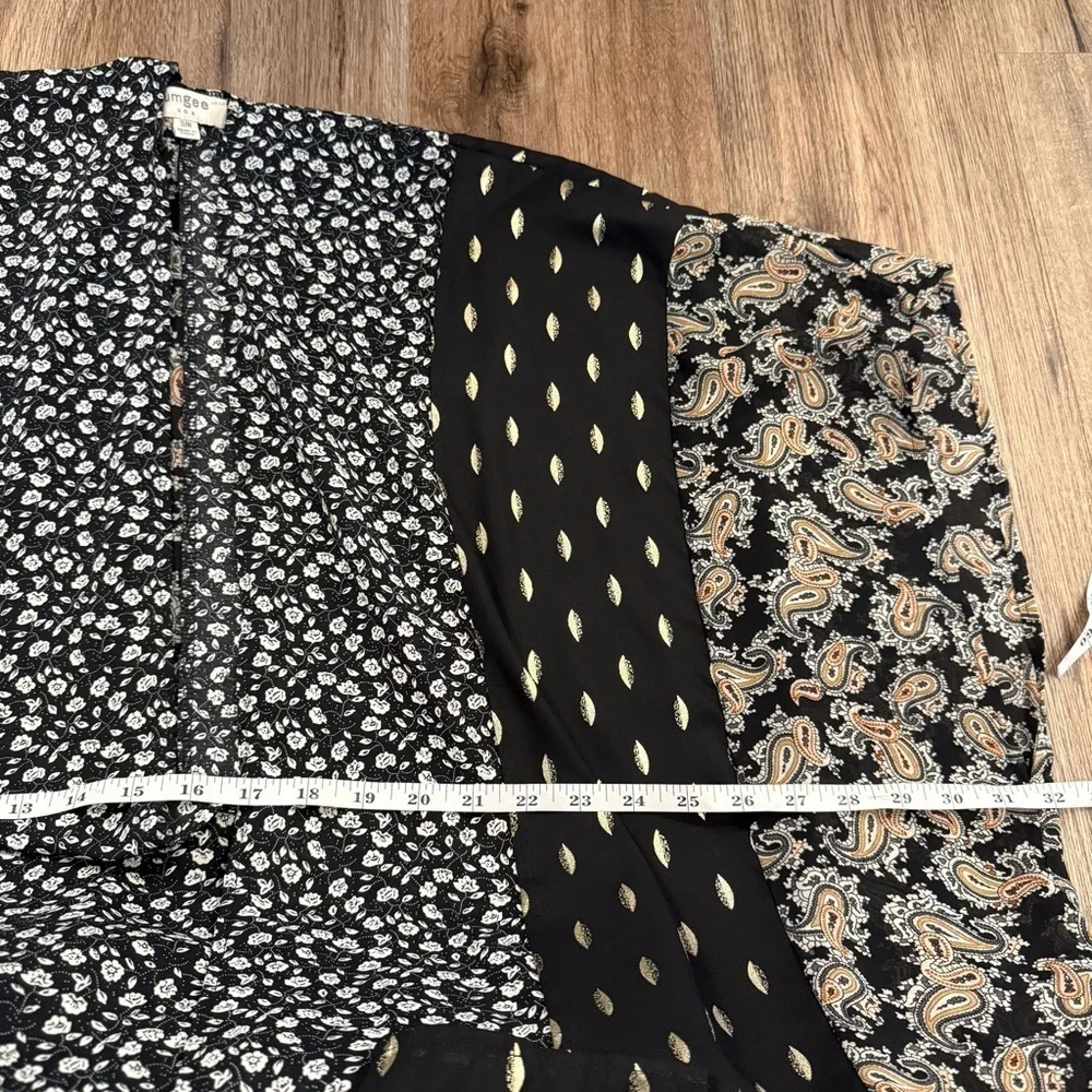 Umgee Kimono Duster Women’s S/M Black Gold Multi Media Ruffle Western Bohemian - Picture 10 of 10